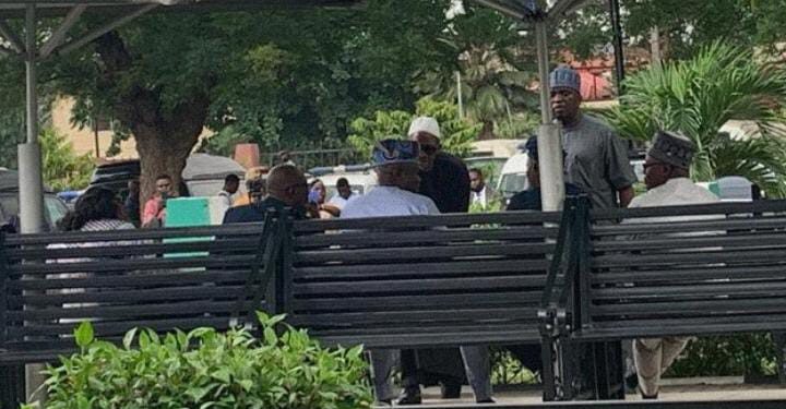 Obasa, Meranda, Others Meet Outside Lagos House of Assembly