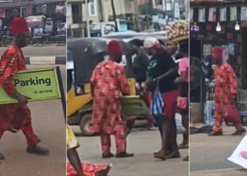 Elderly man seizes Bank Signboard over Unexplained Debit Alerts