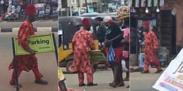 Elderly man seizes Bank Signboard over Unexplained Debit Alerts