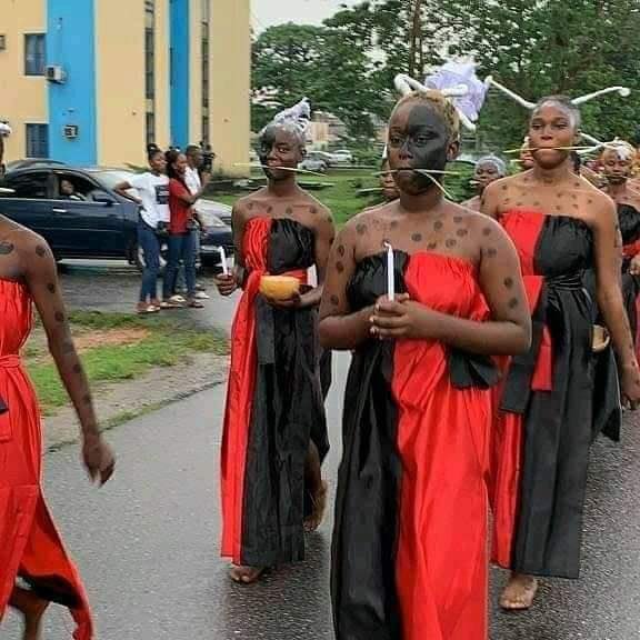 [weird] freshers induction ceremony, theatre and film students dress traditional at river state university (photos)