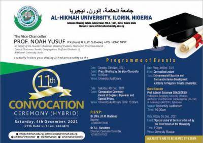 al-hikmah university announces date for 11th convocation ceremony al-hikmah university announces date for 11th convocation ceremony