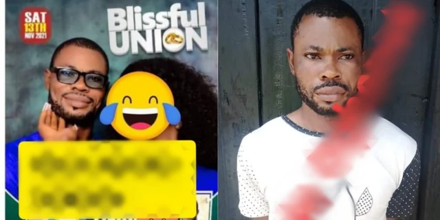 drama as police arrest suspected groom through wedding's poster (photos)