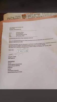 federal polytechnic ede issues notice on post-utme screening exercise, 2021/2022