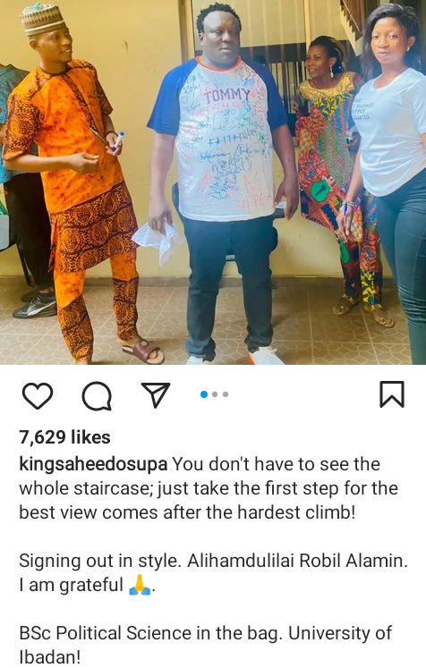 moments veteran fuji singer, saheed osupa sign-out from ui, bags b.sc in political science