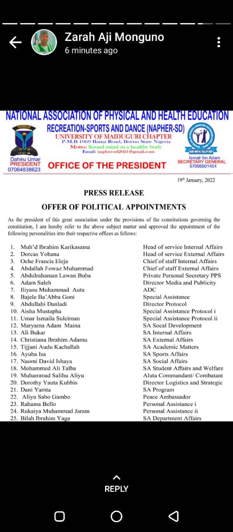 unimaid departmental president appoints 50 aides unimaid departmental president appoints 50 aides