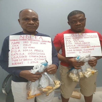 two drug dealers excrete wraps of cocaine in ndlea custody